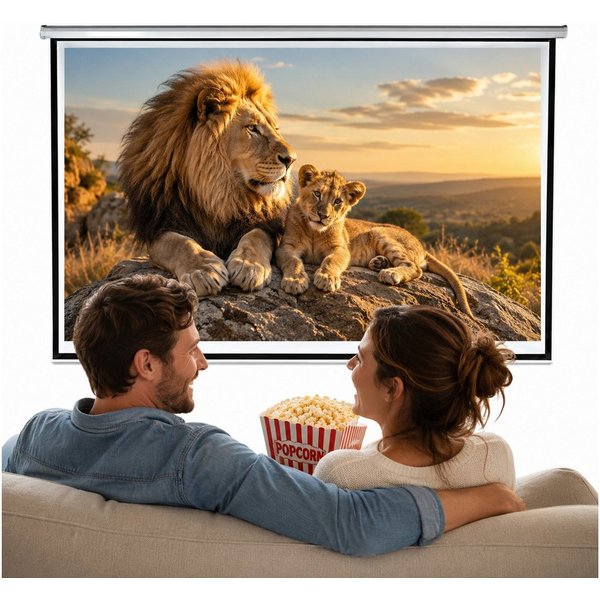 Mucola Beamerleinwand 120" Leinwand 244x182 Beamer FFB Heimkino 16:9 4:3 1:1 Rolloleinwand (Besseres Kontrastverhältnis)
