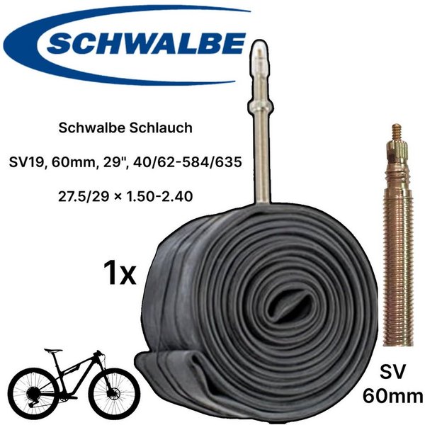 Schwalbe Fahrradschlauch Schwalbe MTB Fahrrad-Schlauch SV19 27,5 / 29-2.4 franz. Ventil SV60mm