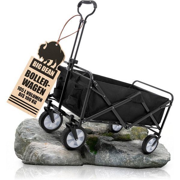 BigDean Bollerwagen Bollerwagen faltbar 100kg belastbar 105L robuster Bollerwagen (Stück, 1-tlg., Bollerwagen), Schiebegriff, Dachaufbau, 2 Feststellbremsen