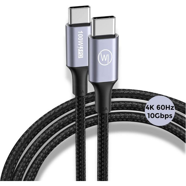 Wicked Chili 1x Dual USB-C Kabel 100W 1m, iPhone MacBook Samsung 4K@60Hz 10GBps Smartphone-Kabel, USB-C, USB-C (100 cm), USB-C 3.2 Gen2, Video 4K@60Hz, Display 