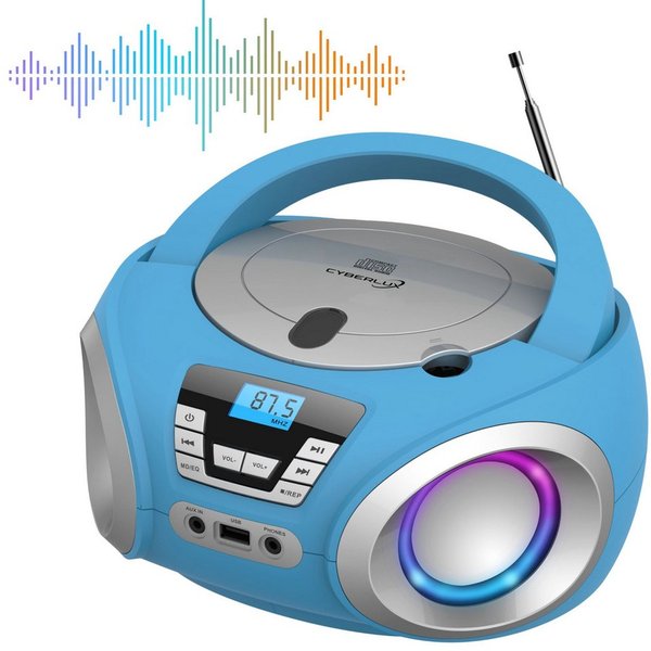 Cyberlux CL-900 tragbarer CD-Player (CD, Boombox,tragbar,LED-Disco-Beleuchtung,FM Radio mit MP3 USB)