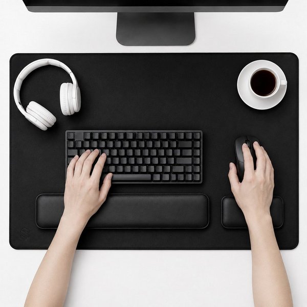 Toomoke Gaming Mauspad XXL Gaming Mauspad 900×400mm 3er Set PU-Leder (wasserdicht, rutschfest für Gaming Büro Homeoffice), mit Handballenauflage, ergonomische T