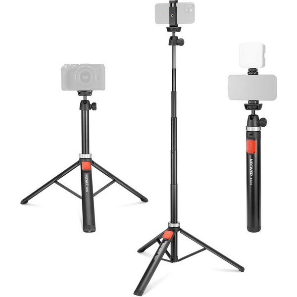 Neewer TS05 160cm Handystativ mit Fernbedienung, für iPhone, Kameras & GoPro Handstativ (Reisestativ für Handys und Kameras vor)