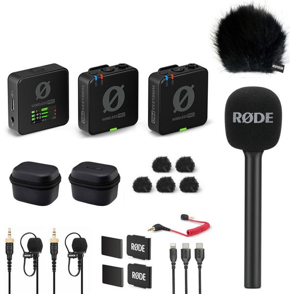 RØDE Rode Wireless Pro Mikrofon-Set mit Handadapter und Windschutz Digitales Aufnahmegerät (Vorteils-Set mit Handadapter und Windschutz)