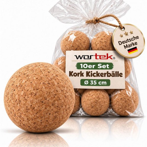 wortek Kickertisch Kork Kickerbälle für Tischfußball Ø 35mm, Tischkicker Zubehör Tischfußball, leiser als Kunststoff