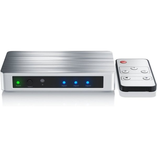 Primewire Audio / Video Matrix-Switch 3-Port 4k UHD HDMI Switch, Verteiler mit Fernbedienung & Netzteil, 3 Zuspieler an einem TV-Anschluss, für Konsole und Play