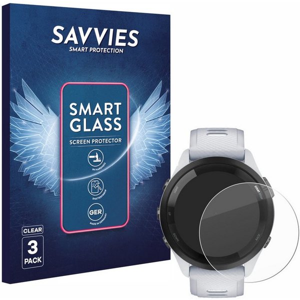 Savvies Displayschutzglas Schutzglas Panzer für Garmin Forerunner 265 (46 mm), 3 Stück, Schutzfolie Display Schutz Glas Folie klar