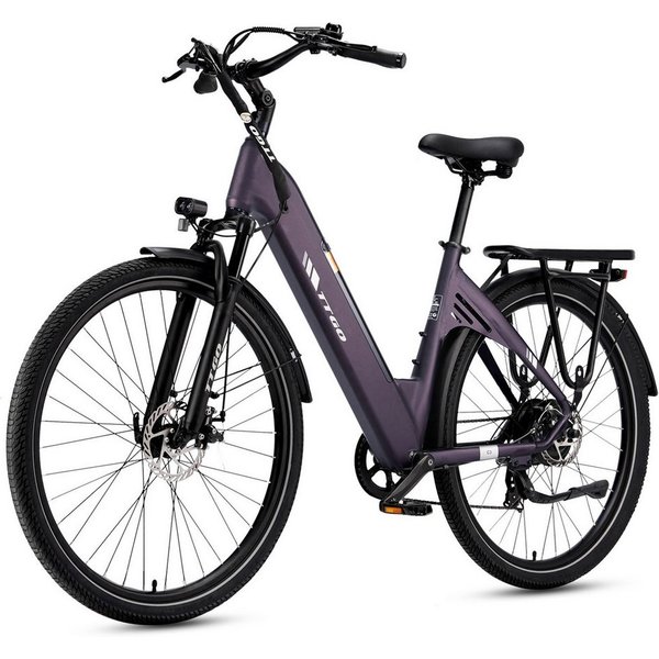 TTGO E-Bike Cityrad 28 Zoll, 120km, Elektrofahrrad für Damen und Herren, Tiefeinsteiger, 7 Gang SHIMANO, Kettenschaltung, Heckmotor, 650 Wh, (für ca. 160–195 cm