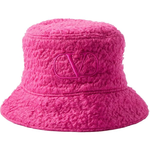 Valentino Fischerhut Unisex Mütze Bucket Hat Faux Kunstfell V-Logo Made in Italy – hochwertige italienische Verarbeitung