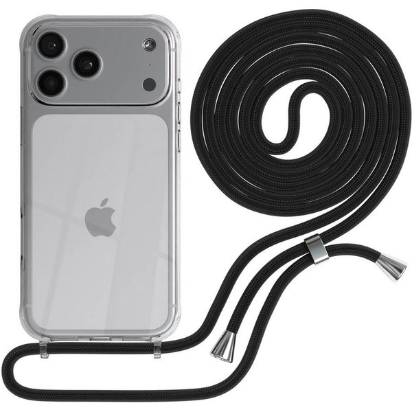 EAZY CASE Handykette Hülle mit Kette für Apple iPhone 17 Pro Max 6,9 Zoll, Handykette Hülle mit Band Slimcover Schutzhülle Schwarz