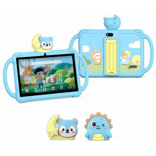 VekfulPC 7" Kindertablet mit abnehmbarer Cartoon-Kopf HD WiFi Tablet (7", 32 GB, 3000 mAh, laute Lautsprecher, Sturz- und spritzwasserfest)