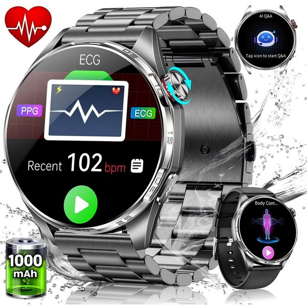 SWGOTA 2026 Neue Smartwatch Herren Damen mit EKG+PPG/Blutdruck/HRV-Analyse Smartwatch 1,74" AMOLED, Fitnessuhr IP68+5ATM und Bluetooth 5.4, mit SpO2/Puls/Schlaf