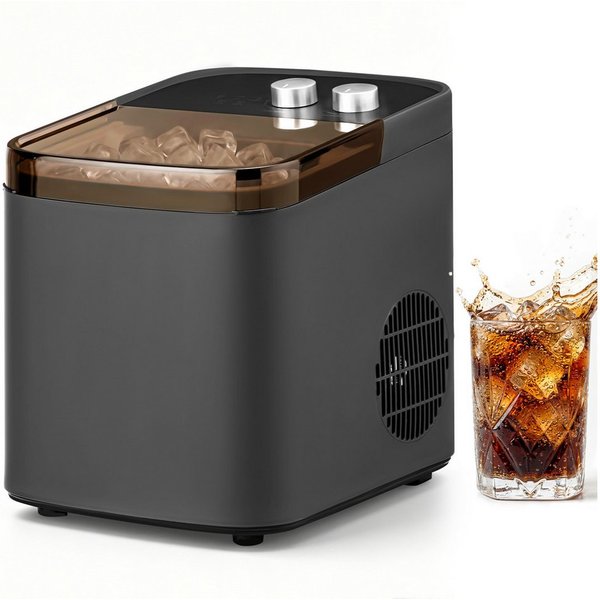 LALAHO Eiswürfelmaschine Eiswürfelbereiter für Zuhause, Tagesleistung 12 kg, 1,2L Wassertank, automatische Reinigungsfunktion, Drehknopfsteuerung