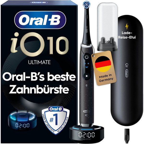 Oral-B Elektrische Zahnbürste Oral-B iO Series 10, Aufsteckbürsten: 1 St., 1 Aufsteckbürste, Aufsteckbürstenhalter, Lade-Reise-Etui, iO Sense Zahnputz-Coach, Sc