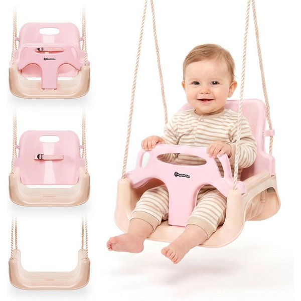 HyperMotion Babyschaukel HyperMotion 3in1 Babyschaukel Rosa für drinnen & draußen