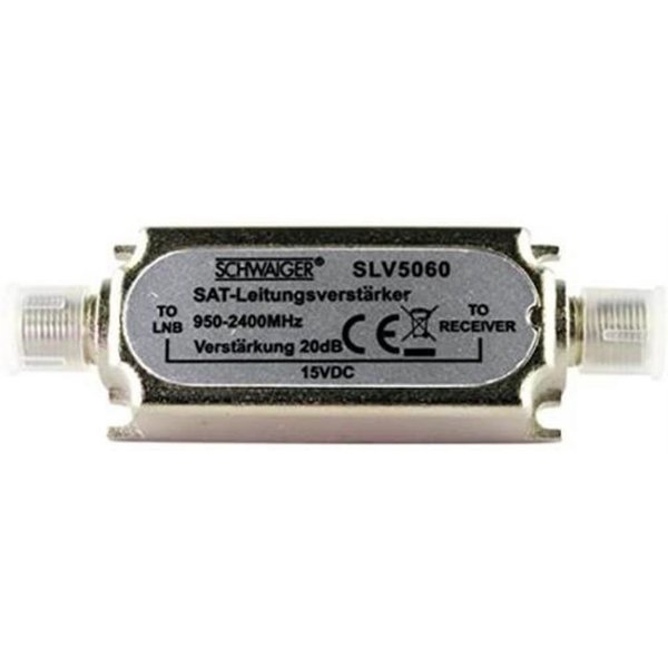 Schwaiger SAT-ZF Verstärker (20 dB, 950 - 2400 MHz, für Satellitenanlage, silber)