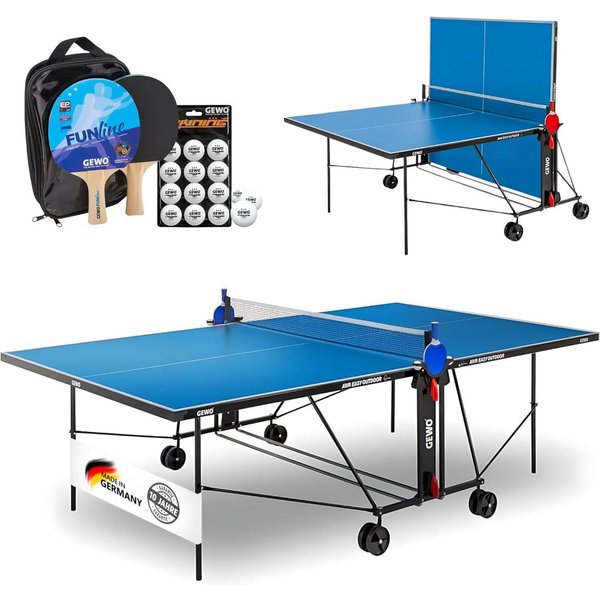 Gewo Tischtennisplatte Outdoor AWR Easy, Tischtennistisch klappbar, blau (1-tlg)