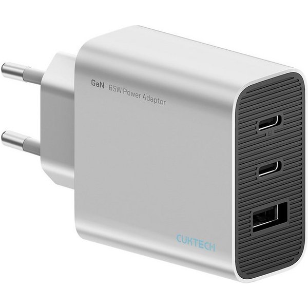 Cuktech Schnellladegerät Reiseladegerät Steckernetzteil USB-Ladegerät (Spar-Set, 1-tlg., 4,9 x 2,9 x 2,4 cm leicht, 65 W GaN, 3 Anschlüsse, kompakt, 160 g)