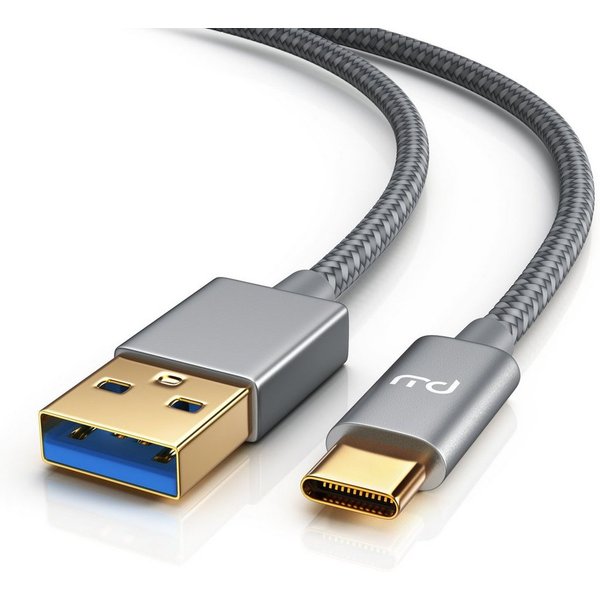 Primewire Datenkabel, Ladekabel, Nylonmantel, bidirektional, Geschirmt - 1m USB-Kabel, 3.1, USB 3.0 Typ A, USB-C (100 cm), für Smartphone, Tablet & Powerbank, s