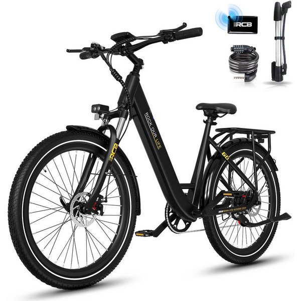 RCB E-Bike Pedelec G6 für Stadt und Gelände,27,5 Zoll Damen Elektrofahrrad,13Ah,80-120 km, 7 Gang, Kettenschaltung, Heckmotor, 468 Wh, APP&NFC, ebike Damen, Dre