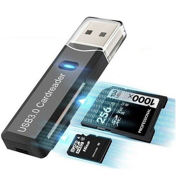 SpionProfi Speicherkartenleser USB 3.0 Kartenleser Stick Kartenlesegerät Micro SD SDHC XC Adapter, USB 3.0 Kartenleser für Micro SD, SDHC, SDXC und SD Speicherk