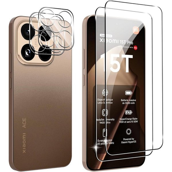 MSM Displayschutzglas 2X Schutzglas (Display + Kamera) für Xiaomi 15T / 15T Pro Panzerfolie