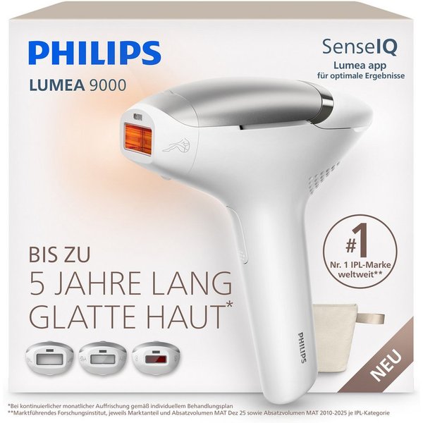 Philips IPL-Haarentferner Philips Lumea Series 9000 BRI936/00, NEUHEIT, 3 Aufsätze (empfindliche Bereiche, Körper, Gesicht)