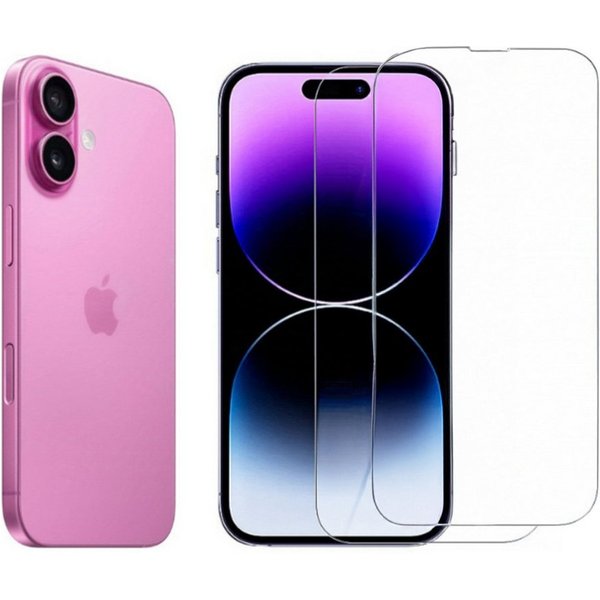CLM-Tech Displayschutzglas 2x für Apple iPhone 16 6,1 Zoll, Panzerglas Folie - Anti-Fingerabdruck und kratzfest -, 2 Stück, Kristallklar