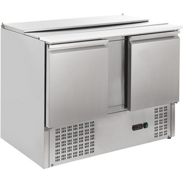 GastroHero Dönergrill Saladette 1045 - Kühlaufsatz für 3x GN 1/1, 235 W, Fixierbarer Klappdeckel, Kunststoffschneidebrett, digitale Anzeige