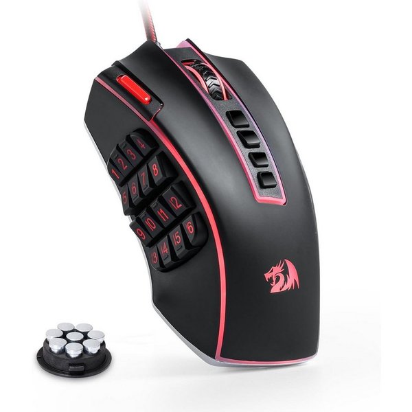 Redragon M990 kabelgebunden, RGB Gaming-Maus (kabelgebunden, 23 programmierbare Tasten, bis 32000 DPI, Gewichtsanpassung)