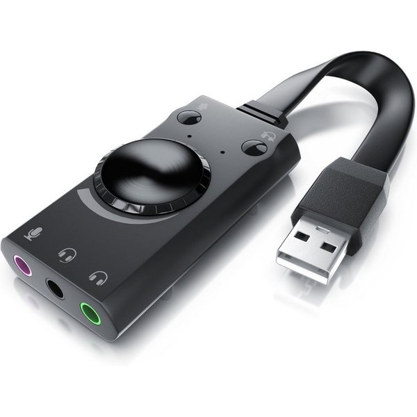 CSL USB Mini Soundkarte extern mit Lautstärkenregelung USB-Soundkarte Surround Sound, Plug and Play, kompatibel: Computer Notebook Tablet Mac Windows 10/11