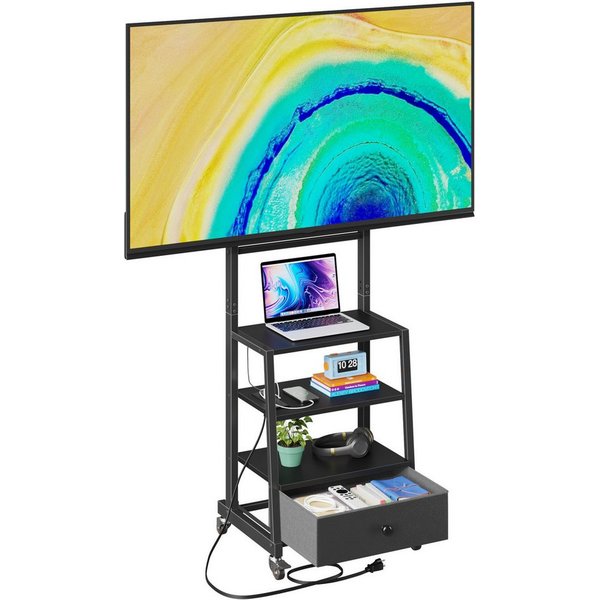 OYRREU Konsolen-Halterung höhenverstellbarer TV-Ständer mit Rollen, für große Displays, (bis 75 Zoll, Touchscreen Halterung, Bildschirmwagen, Präsentationsständ