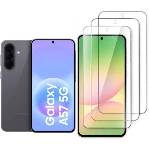 CLM-Tech Displayschutzglas 3X für Samsung Galaxy A57 5G, Panzerglas Folie - Blasenfreie Anbringung und kratzfest -, 3 Stück, Anti-Fingerabdruck