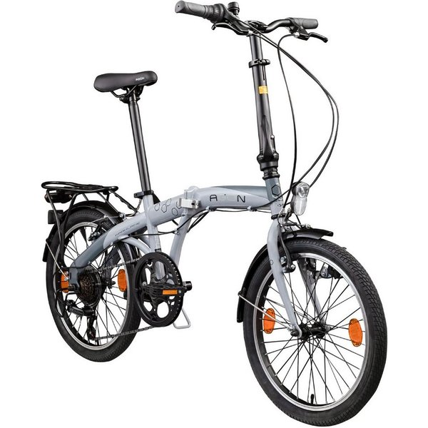 agon® Faltrad Parklane, 6 Gang Shimano Tourney SIS Schaltwerk, Kettenschaltung, 20 Zoll Klapprad 150 - 185 cm mit StVZO Licht Faltrad City Urban Bike