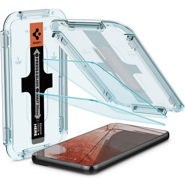 Spigen Displayschutzglas Spigen Displayschutzfolie 2er-Pack + Applicator Samsung Galaxy S22, 2 Stück
