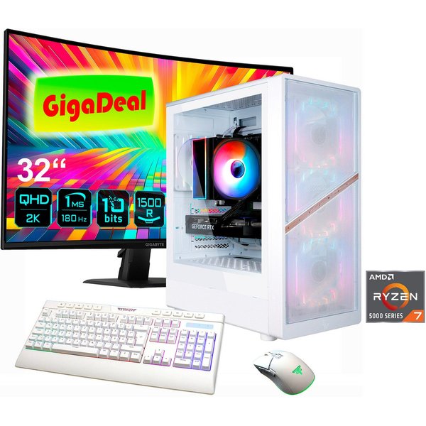 GAMEMAX GigaDeal AERIS MW 2807 AMD Ryzen 7 5700X 32GB 1TB SSD RTX 5070 Gaming-PC-Komplettsystem (32", AMD Ryzen 7 5700X, RTX 5070, 32 GB RAM, 1000 GB SSD, Windo