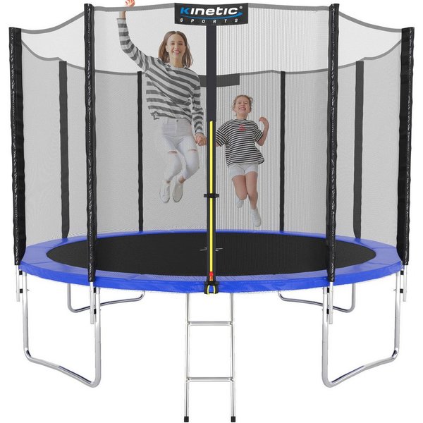 Kinetic Sports Gartentrampolin SALTO, Ø 183 cm, Kindertrampolin Set mit Sicherheitsnetz, USA Sprungtuch, Leiter