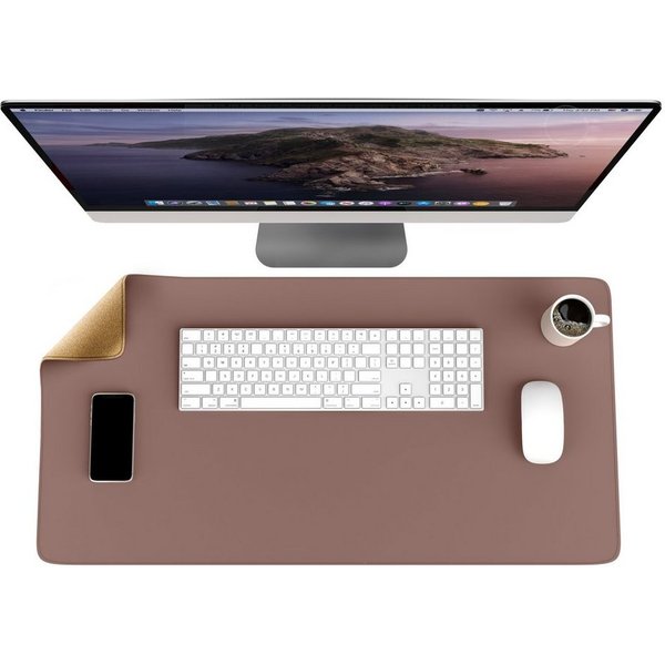 CSL Mauspad XXL Mousepad 800 x 400 x 3 mm, Tischunterlage, Elegante Leder Optik (1-St), rutschfest, abwaschbar, Geschwindigkeit & Präzision, Khaki, Gaming