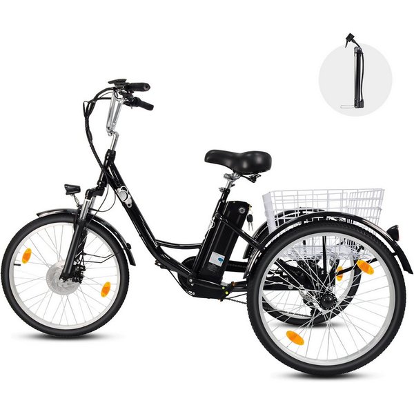 Vankel E-Bike Cityrad Damen u. Herren Elektro-Dreirad 24 Zoll 250W 648Wh 100km 3-Rad Pedelec, Kettenschaltung, Heckmotor, 648 Wh, (Beleuchtungsset mit Batteriel