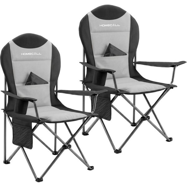 HOMECALL Campingstuhl Hochlehner 110cm mit Lendenwirbelstütze Klappstuhl Angelstuhl Faltbar (Bis 150kg, gepolstert, faltbar, stabil, 2 St), für Camp Garten Balk