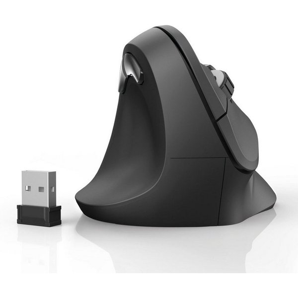 Hama Computermaus kabellos für Linkshänder, ergonomisch, vertikal, schwarz ergonomische Maus (Funk, Funkmaus, DPI Schalter, Browser Tasten, USB Empfänger)