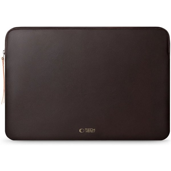 TECH PROTECT Laptoptasche Fleece-Laptoptasche 13–14" – Braun, Weiches Plüschfutter und Öko-Leder-Außenseite