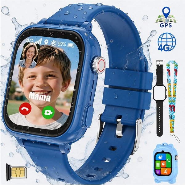 Vashoy 2026 Kinderuhr T53Neue Smartwatch Kinder mit GPS, Kameras, Smartwatch (5 cm/1.83 Zoll, Android/4G (LTE) 4G Telefonfunktionen Smartwatch, 7-tlg., Verschie