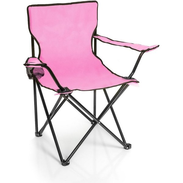 BigDean Campingstuhl Faltstuhl Campingstuhl Anglerstuhl Getränkehalter Klappstuhl (Packung, 1 St), Pink, Klappbar, Getränkehalter, Tragetasche