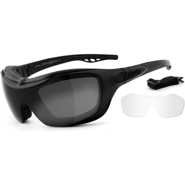 Helly - No.1 Bikereyes Motorradbrille bandit 2, inkl. 2 Paar Wechselgläser, Band und Bügel