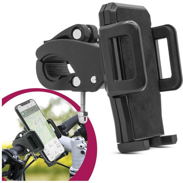 Mobilefox Smartphone-Halterung Fahrrad Handy Halterung Universal Lenker Halter Smartphone Schwarz