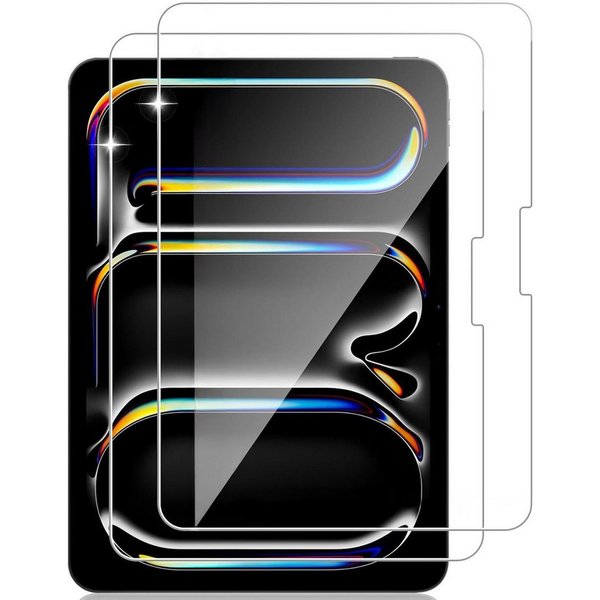 CLM-Tech Displayschutzglas 2X für iPad Pro 13 Zoll M5 / M4 (2025 / 2024), Set, 2 Stück, Kristallklar Anti-Fingerabdruck und blasenfreie Anbringung