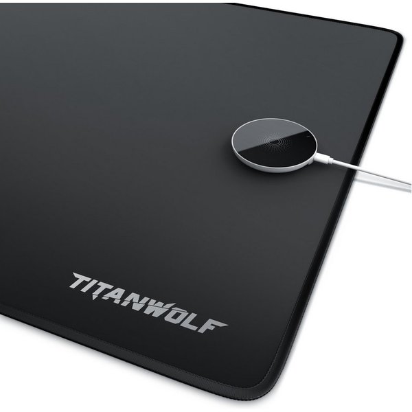 Titanwolf Gaming Mauspad XXL Speed Mousepad 900 x 400 x 3 mm + induktive Ladestation (1-St), große Tischunterlage, rutschfest, abwaschbar, Titanwolf Logo
