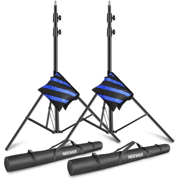 Neewer ST-300SB 2er Pack 3m Schwerlast federbelastet Metall Lichtstative Lampenstativ (Höhenverstellbar 120-300 cm, mit Sandsäcken, für Studio Fotografie)