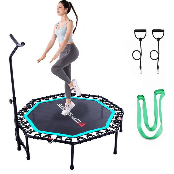 CITYSPORTS Fitnesstrampolin Mini-Trampolin mit Haltegriff 3-fach höhenverstellbar, Ø130cm, 8-Eck, 130 cm Rahmendiagonale, faltbar, bis 100 kg